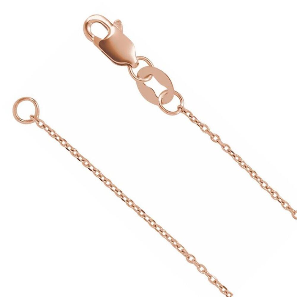 1mm 18K Rose Gold Diamond-Cut Solid Cable Chain Necklace, 18 Inch